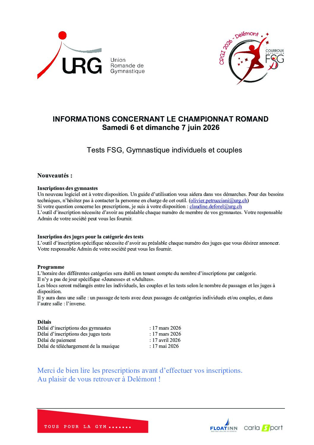Annexe aux prescriptions CRGI 2026