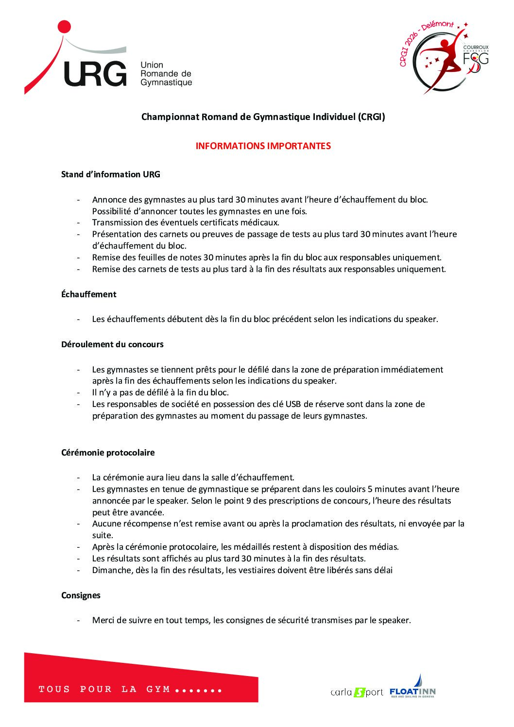 Informations importantes CRGI