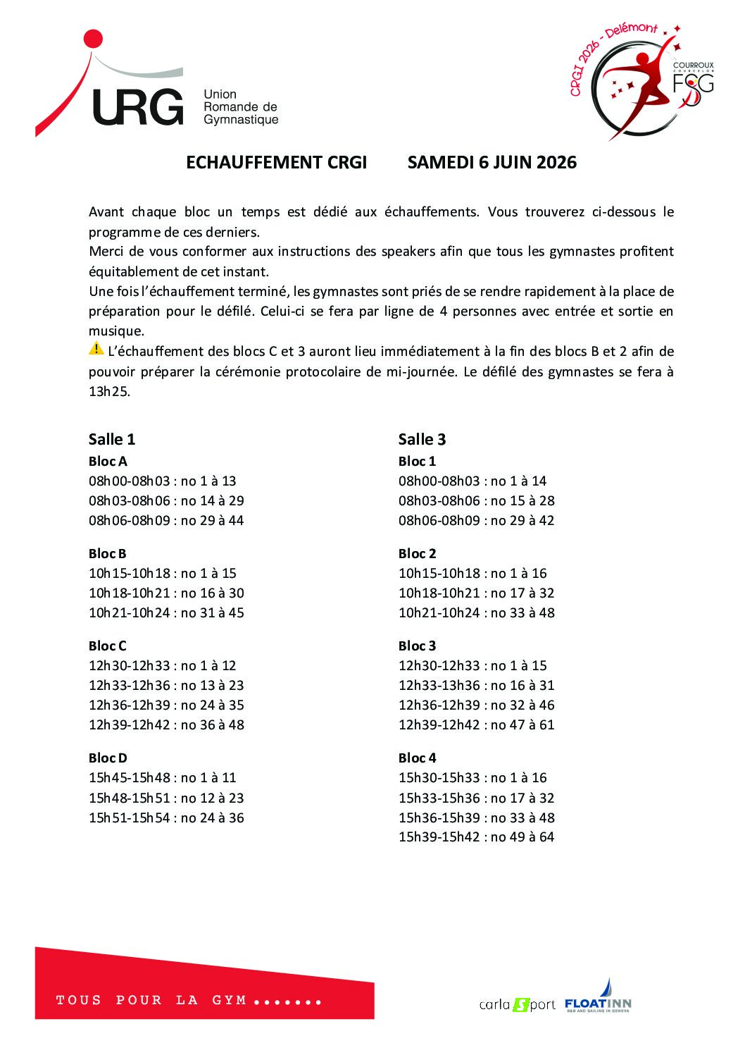 Information concernant les échauffements CRGI